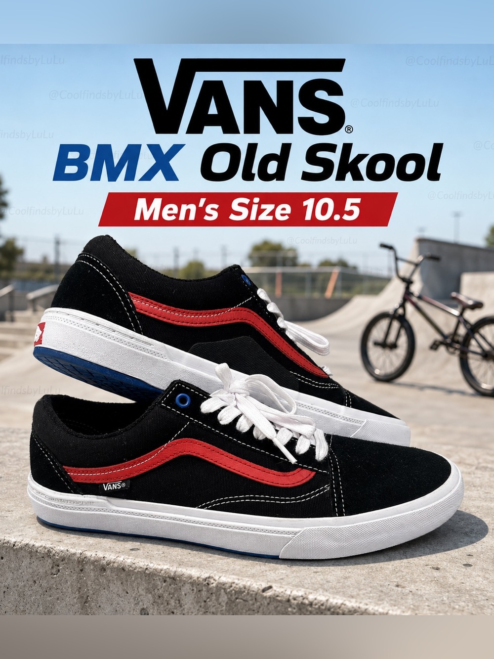 NWOT Vans Old Skool BMX Men's Black & Red Skate Sneakers - Size 10.5